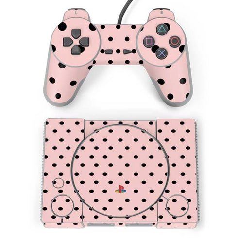Pink and Black Polka Dots PlayStation Classic Bundle Skin